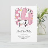 かわいいピンク14年2月バレンタイン誕生日 招待状 (スタンド正面)