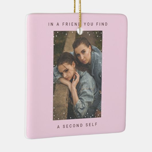 かわいいピンク2枚の写真スノーフォール最高のフレンズの写真 セラミックオーナメント (右)