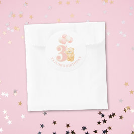 かわいいピンク3歳の誕生日 ラウンドシール
