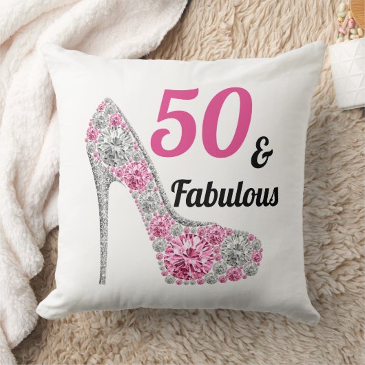 かわいいピンク50と素晴らしい誕生日 クッション (ブランケット)