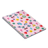 かわいいピンク80のアイコン絵文字パターン ノートブック (右側)