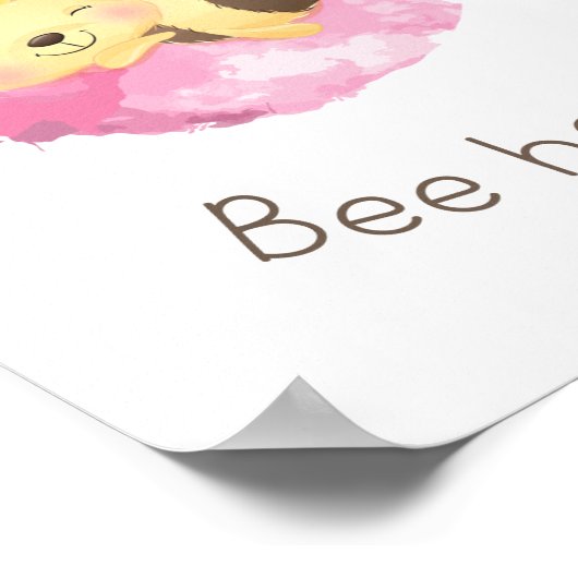 かわいいピンク/イエロービー幸せ子供部屋ガールズウォールアート ポスター (角)