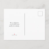 かわいいピンク&グレーの象の誕生の発表カード 案内ポストカード (裏面)