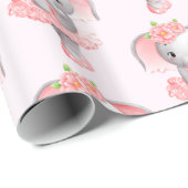 かわいいピンク&グレーエレファントバレリーナパターン ラッピングペーパー (ロールコーナー)