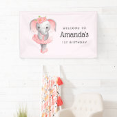 かわいいピンク&グレーエレファントバレリーナパーティーへようこそ 横断幕 (インサイチュ)