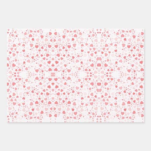 かわいいピンク/グレーバレンタイン「愛」とハート柄 ラッピングペーパーシート (正面2)