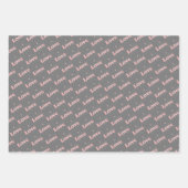 かわいいピンク/グレーバレンタイン「愛」とハート柄 ラッピングペーパーシート (正面)