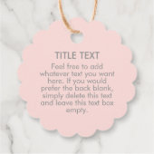 かわいいピンク+ゴールドカップケーキベーカリー製品ハングタグ フェイバータグ (裏面)