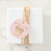 かわいいピンク+ゴールドカップケーキベーカリー製品ハングタグ フェイバータグ (インサイチュ)