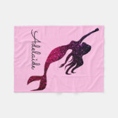 かわいいピンク&パープルマーメイド |名パーソナライズされた前の追加 フリースブランケット (正面(横))