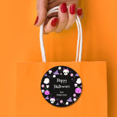 かわいいピンク&パープル幽霊ハッピーハローウィン ラウンドシール