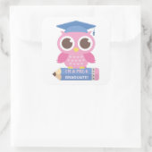 かわいいピンク・フクロウ卒業生、卒業パーティー スクエアシール (バッグ)