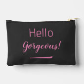 かわいいピンク&ブラックハローゴス引用文スローガン アクセサリーポーチ (裏面)