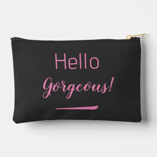 かわいいピンク&ブラックハローゴス引用文スローガン アクセサリーポーチ (裏面)