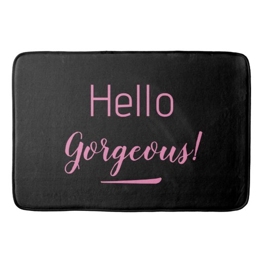 かわいいピンク&ブラックハローゴス引用文スローガン バスマット (正面)