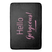 かわいいピンク&ブラックハローゴス引用文スローガン バスマット (正面縦)