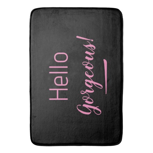 かわいいピンク&ブラックハローゴス引用文スローガン バスマット (正面縦)