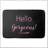 かわいいピンク&ブラックハローゴス引用文スローガン バスマット