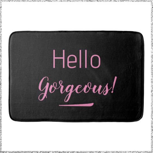 かわいいピンク&ブラックハローゴス引用文スローガン バスマット