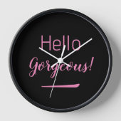 かわいいピンク&ブラックハローゴス引用文スローガン 壁時計 (正面)