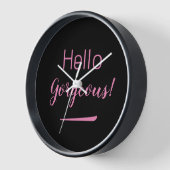 かわいいピンク&ブラックハローゴス引用文スローガン 壁時計 (傾斜)