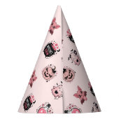 かわいいピンク&ブラック幽霊ハロウィーン パーティーハット (裏面)