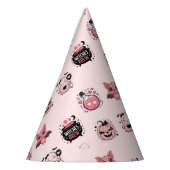 かわいいピンク&ブラック幽霊ハロウィーン パーティーハット (左)