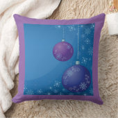かわいいピンク&ブルーのクリスマスボールと雪片 クッション (ブランケット)