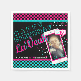 かわいいピンク|ブルーソーシャルメディア|携帯電話の写真 スタンダードカクテルナプキン