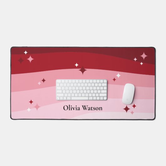 かわいいピンク&レッド抽象芸術パターン星トレンディー名 デスクマット (キーボード&マウス)