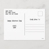 かわいいピンク&レッド紙飛行機ハートバレンタイン シーズンポストカード (裏面)