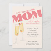 かわいいピンク、水色のミモザーズの日 招待状 (正面)