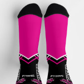 かわいいピンク、白、黒の応援 ソックス (上部)