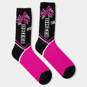 かわいいピンク、白、黒の応援 ソックス (右)