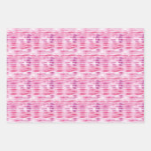 かわいいピンク 白 黒 ストライプ 誕生日 ラッピングペーパーシート (正面3)