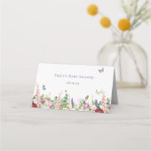 かわいいピンク&紫の花と蝶 プレイスカード (裏面)