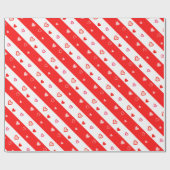 かわいいピンク&赤いハート紙吹雪オンストライプの ラッピングペーパー (フラット)