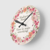 かわいいピンク、赤面、桃フローラの名前とことわざ ラウンド壁時計 (傾斜)