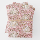 かわいいピンク/金ゴールドクリスマスパターン ラッピングペーパーシート (インサイチュ)