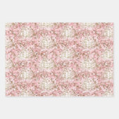 かわいいピンク/金ゴールドクリスマスパターン ラッピングペーパーシート (正面)