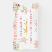 かわいいピンク&金ゴールドバレリーナバースデーパーティーのバナー 横断幕 (縦)