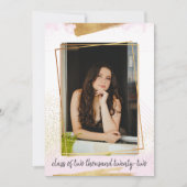 かわいいピンク&金ゴールド額卒業招待状 招待状 (正面)