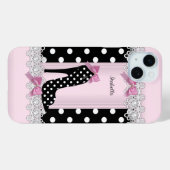 かわいいピンク 黒 水玉 ハイヒール Case-Mate iPhoneケース (裏面 (横))