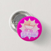 かわいいピンクITは女の子のベビージェンダーのリビールパーティーピン 缶バッジ (正面&裏面)