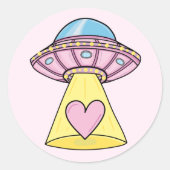かわいいピンクUFO ラウンドシール (正面)
