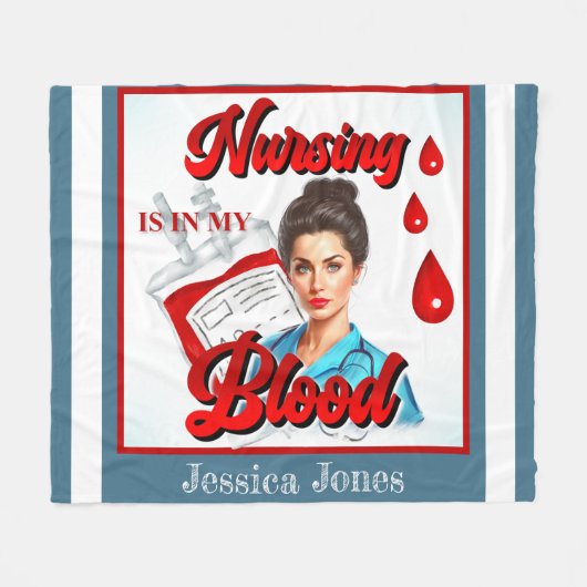 かわいいピンナップ_私の血の中の看護 フリースブランケット (正面(横))