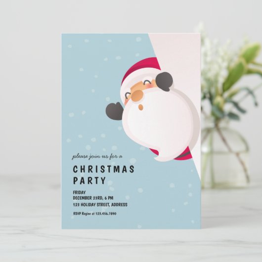 かわいいピーおもしろいキングサンタクロースクリスマス 招待状 (スタンド正面)