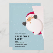 かわいいピーおもしろいキングサンタクロースクリスマス 招待状 (正面/裏面)