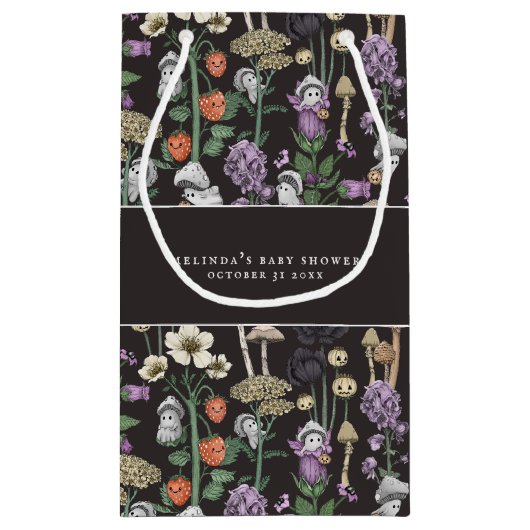 かわいいピークーブー幽霊ハロウィーンベイビーシャワー スモールペーパーバッグ (裏面)