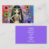 かわいいピースサインのヒッピーの女の子の名刺 名刺 (正面/裏面)